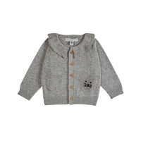 Emile et Ida Heather Grey  Crochet Collar Cardigan