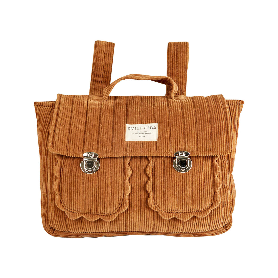 Emile et Ida Macadamia Velour Schoolbag
