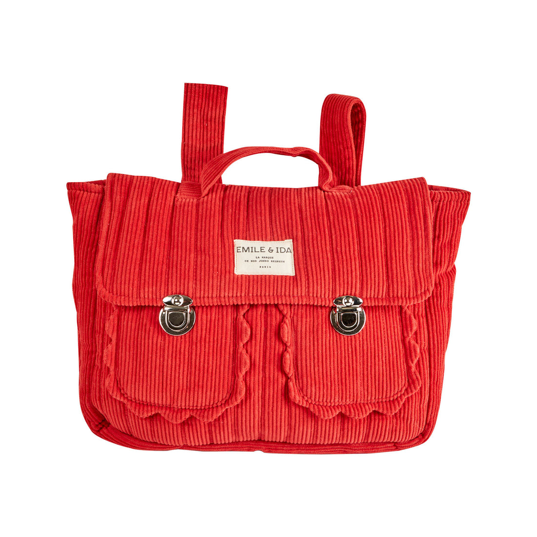 Emile et Ida Red Velour Schoolbag