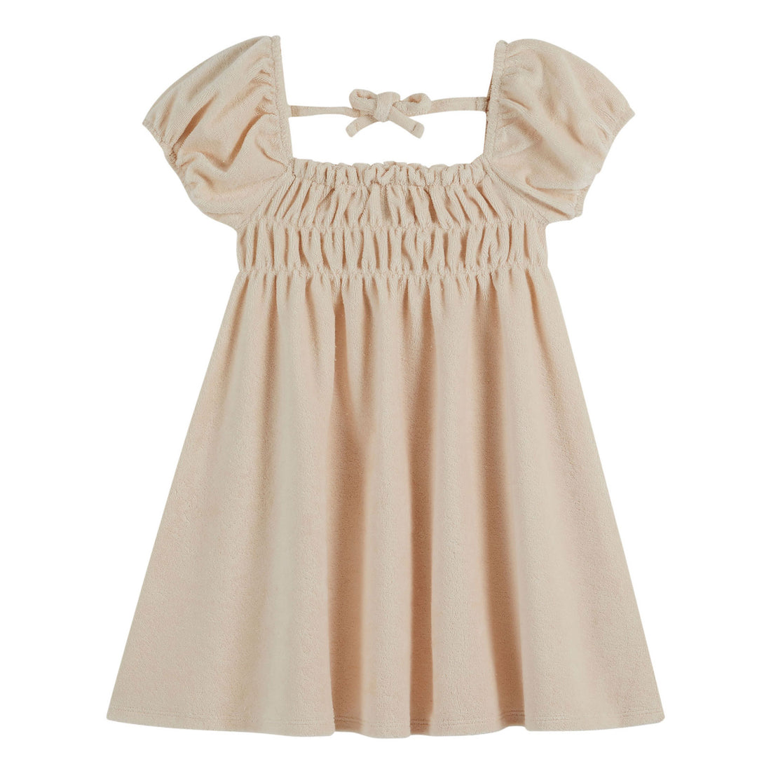 Emile et Ida Cream Terry Smocked Dress
