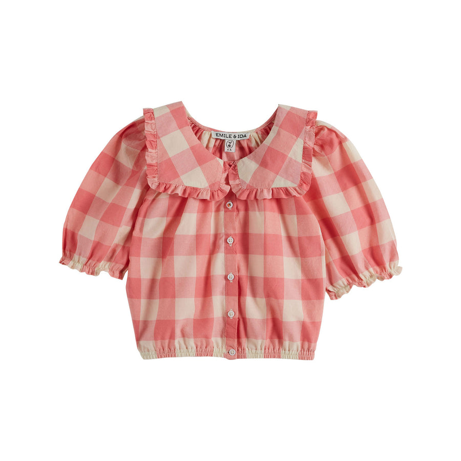Emile et Ida Pink Gingham Collared Blouse