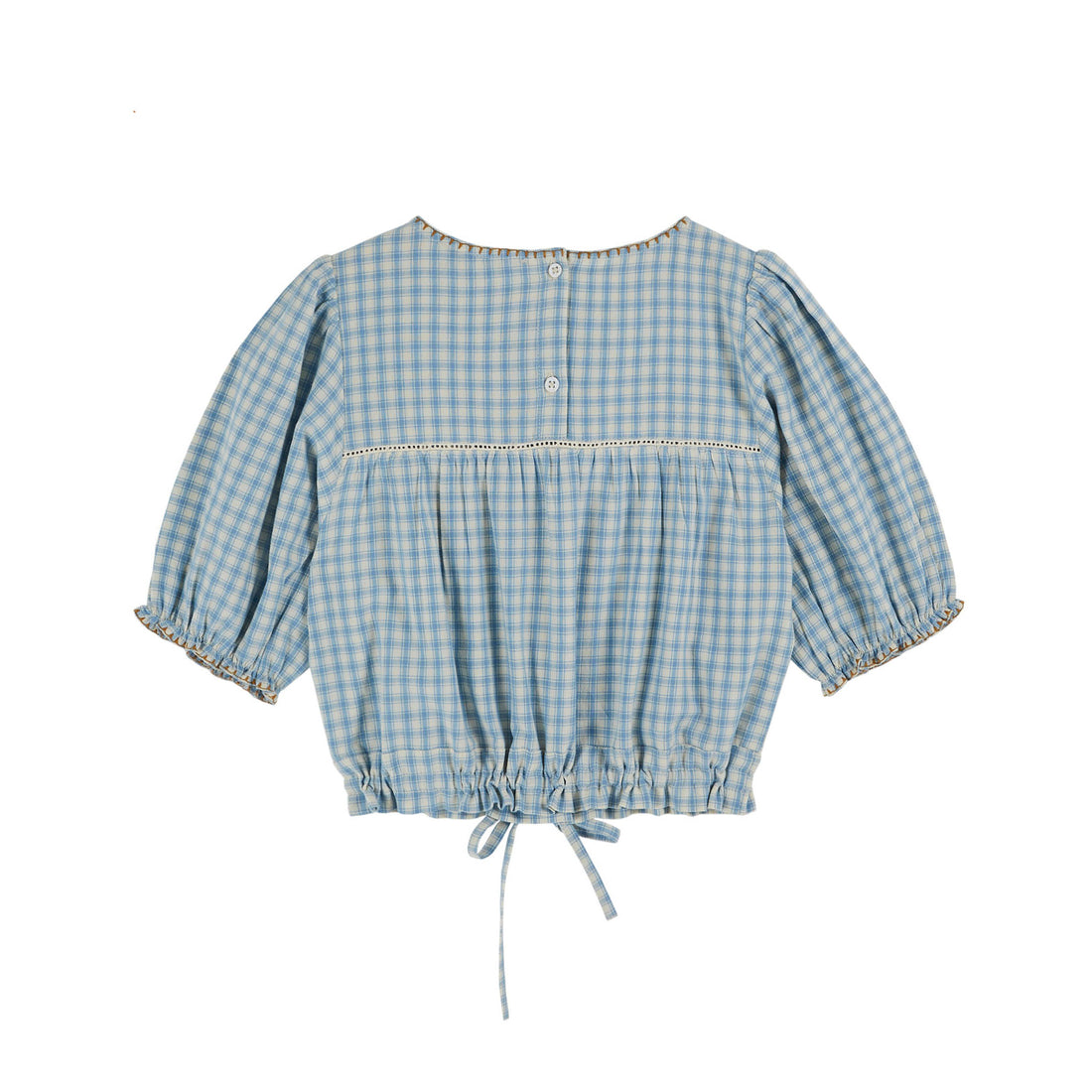 Emile et Ida Blue Gingham Embroidered Blouse