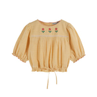 Emile et Ida Yellow Gingham Embroidered Blouse