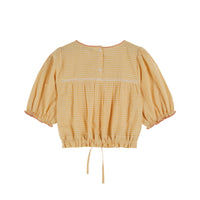 Emile et Ida Yellow Gingham Embroidered Blouse