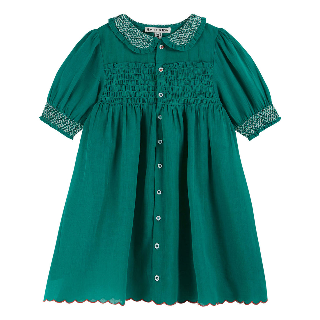 Emile et Ida Green Smocked Dress
