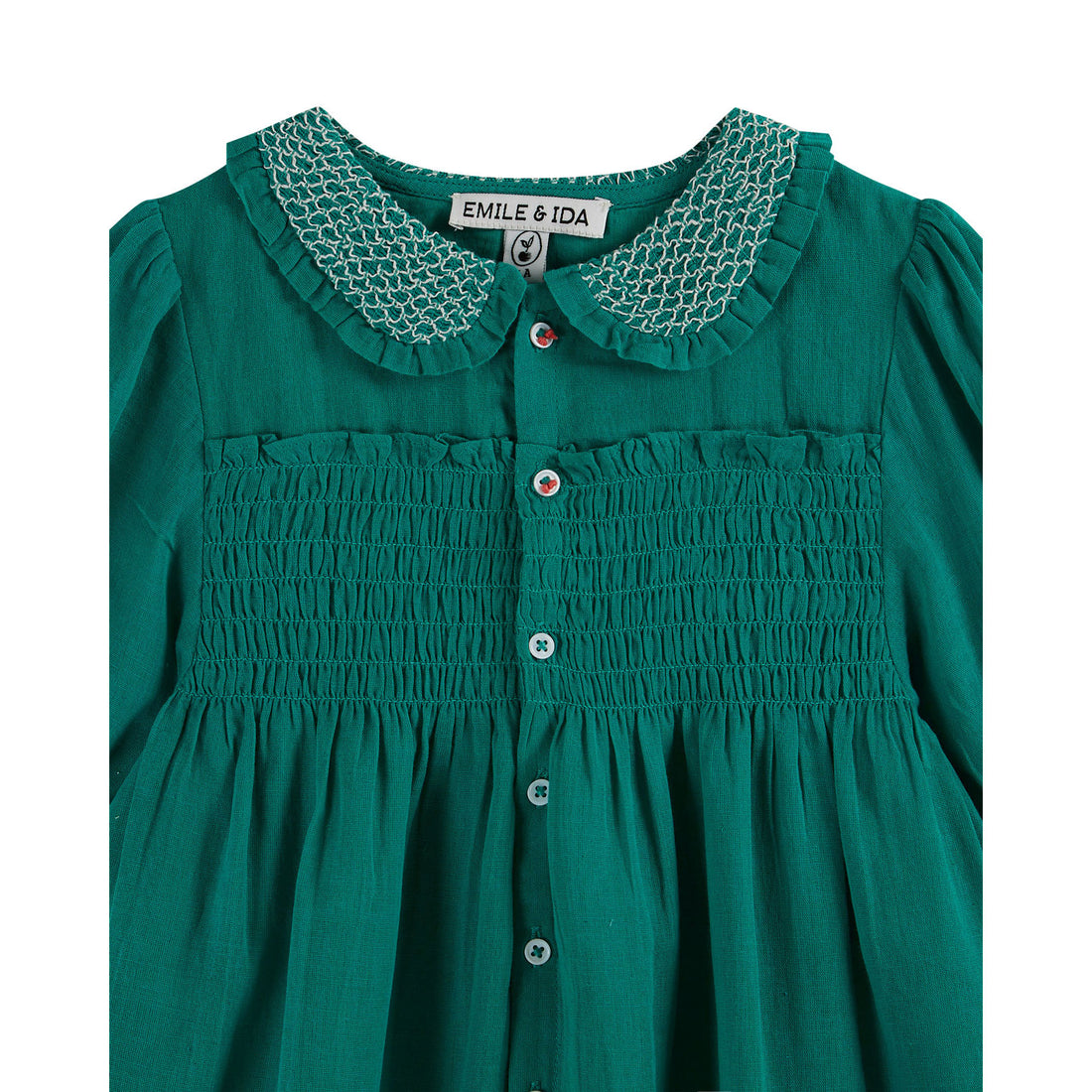 Emile et Ida Green Smocked Dress