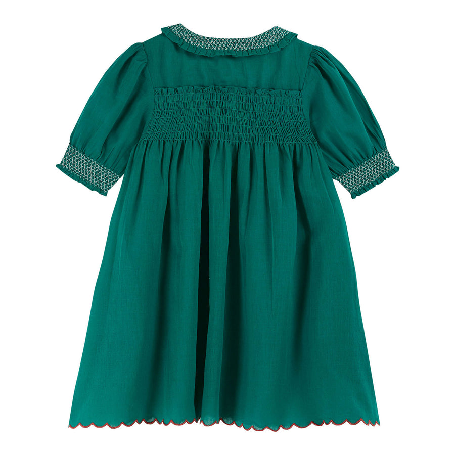 Emile et Ida Green Smocked Dress Ladida Emile et Ida Green Smocked Dress Ladida