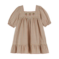 Emile et Ida Vanilla Plaid Embroidered Dress