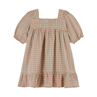 Emile et Ida Vanilla Plaid Embroidered Dress