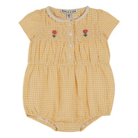 Emile et Ida Yellow Vichy Smocked Romper