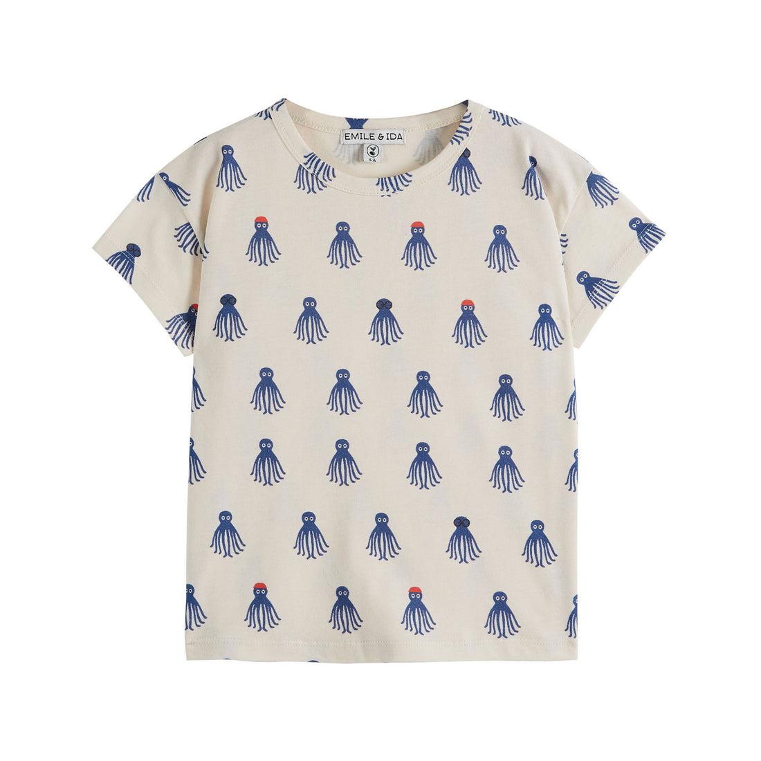 Emile et Ida Cream Octopus Allover T-Shirt