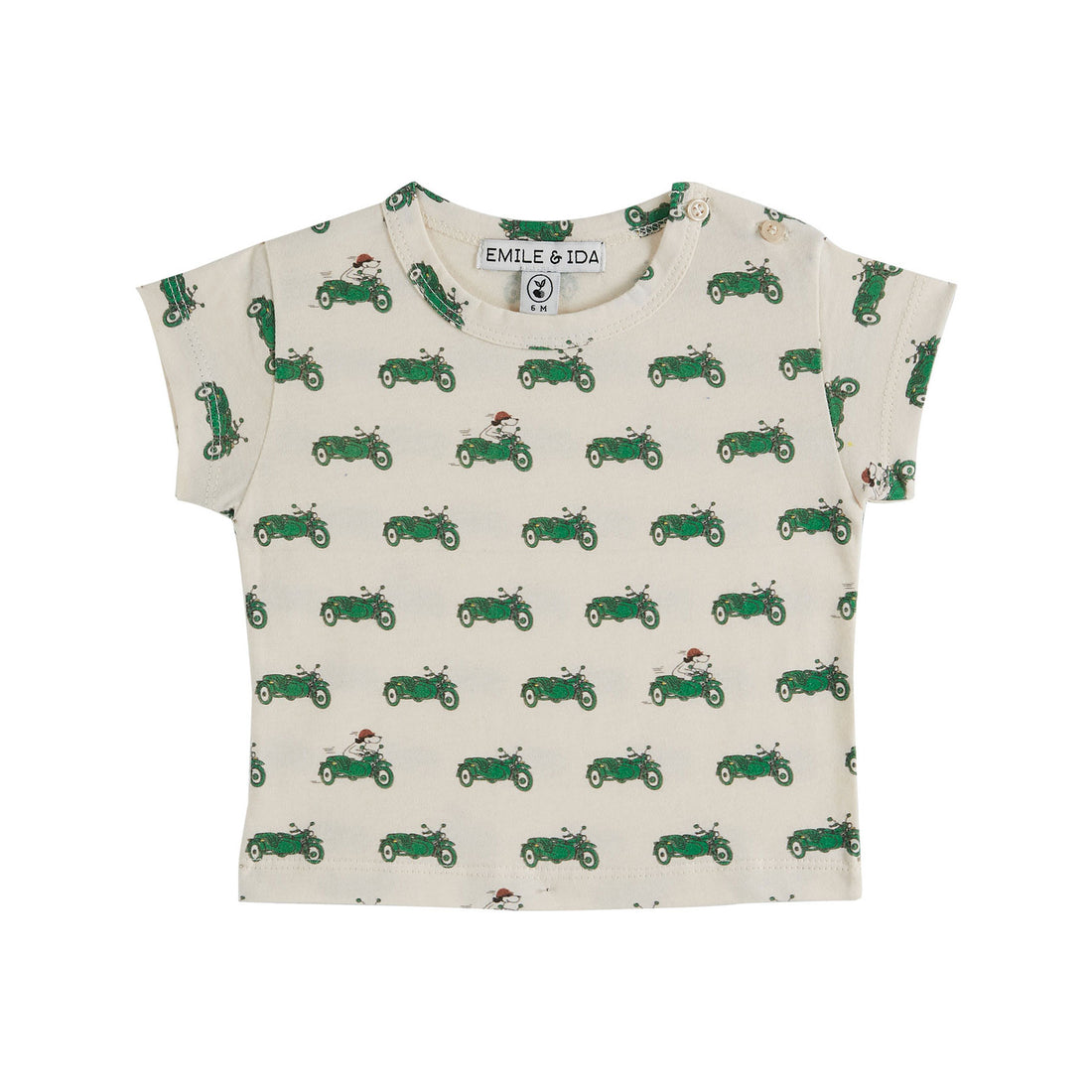 Emile et Ida Green Cars Allover Baby Tee