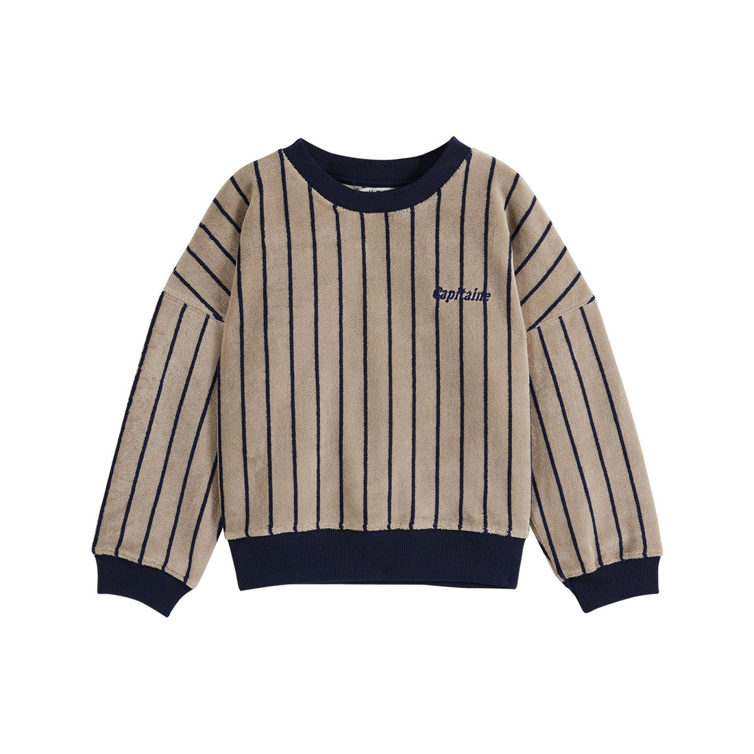 Emile et Ida Navy Blue Striped Terry Sweatshirt