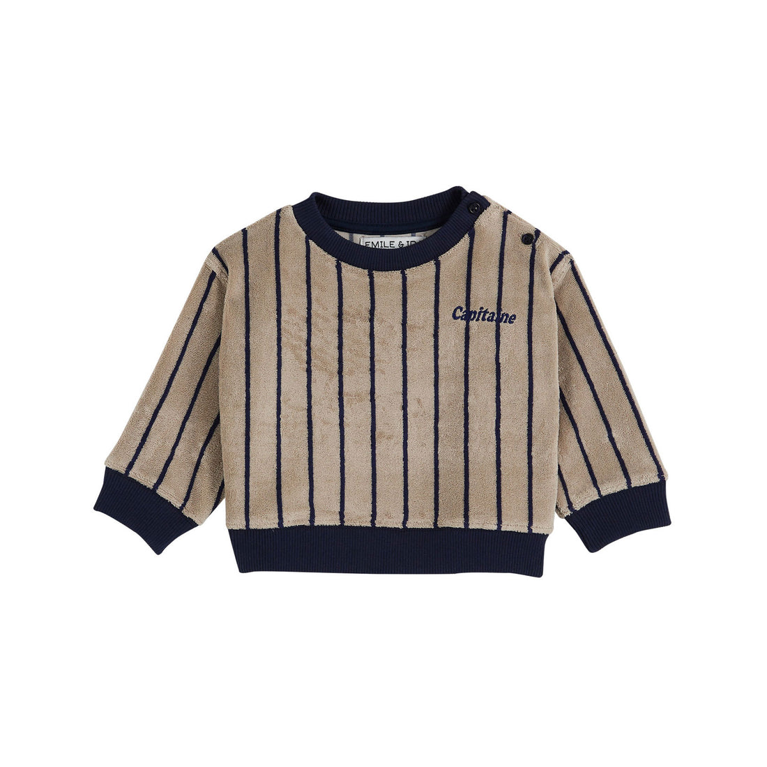 Emile et Ida Navy Blue Striped Terry Sweatshirt