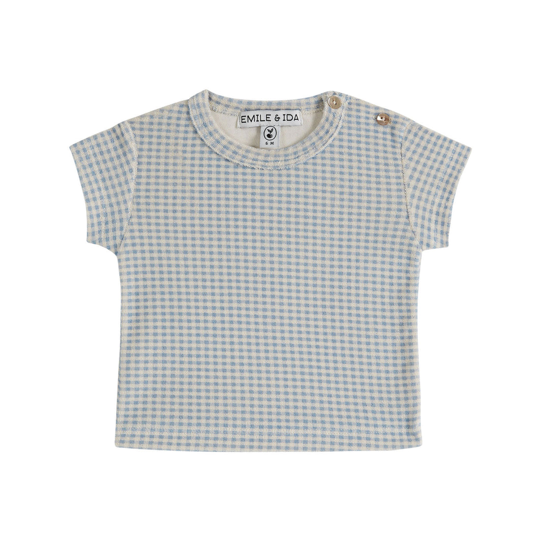 Emile et Ida Blue Gingham Terry Baby Tee