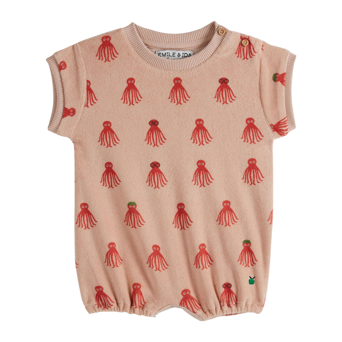 Emile et Ida Red Octopus Allover Romper