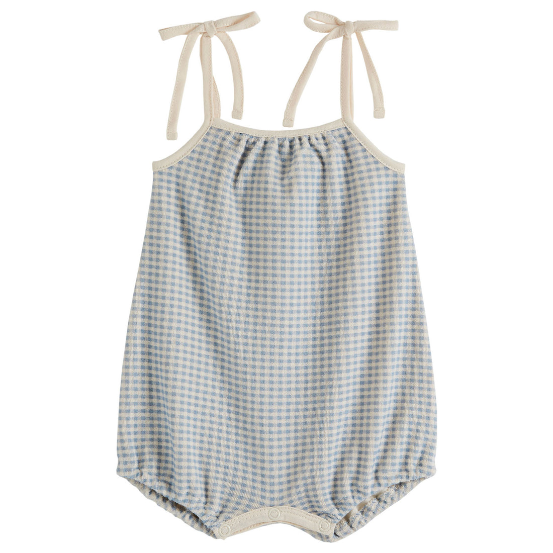 Emile et Ida Blue Gingham Terry Strap Jumpsuit