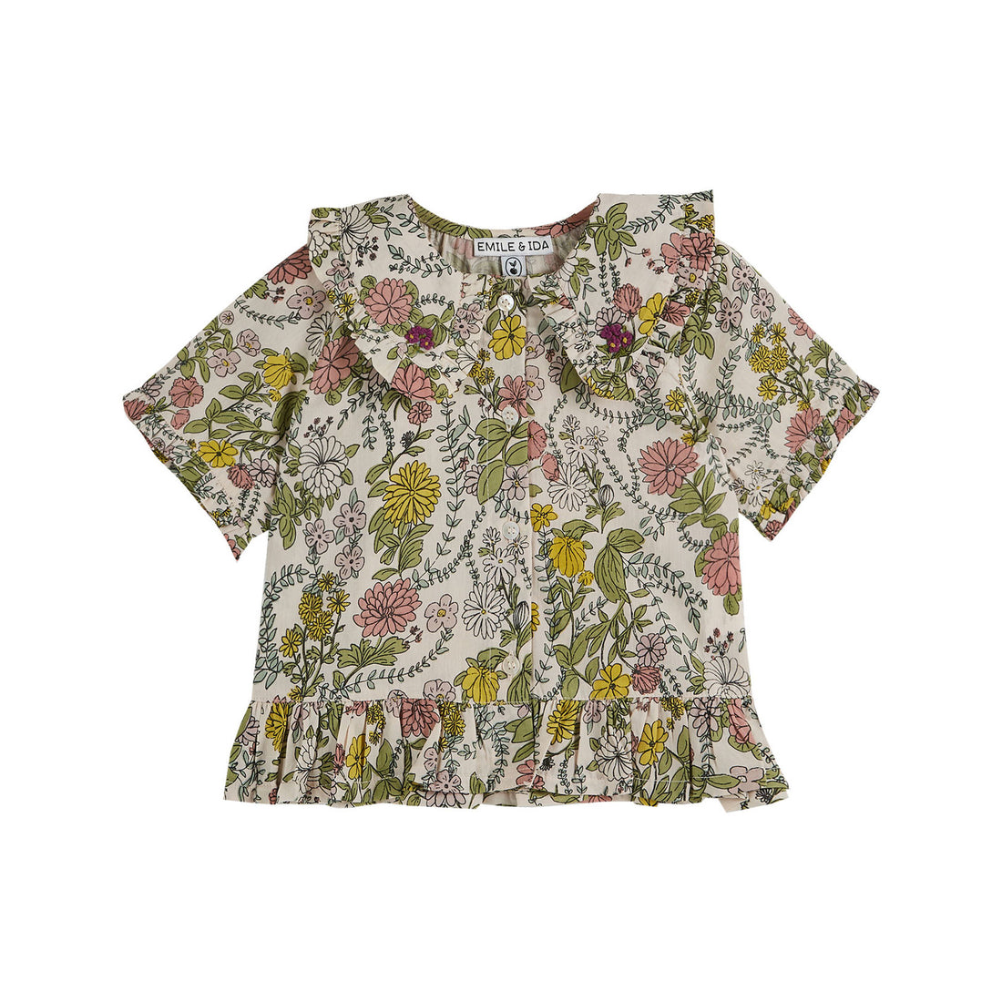 Emile et Ida Herbarium Collared Ruffle Blouse
