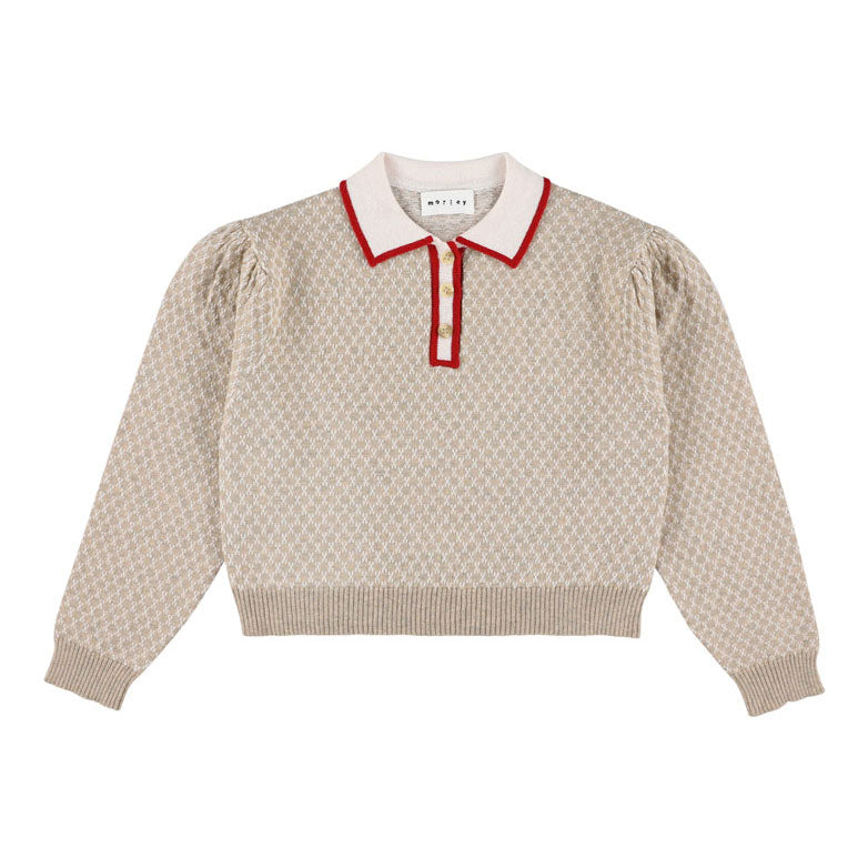 Morley Beige Merino Zug Pullover