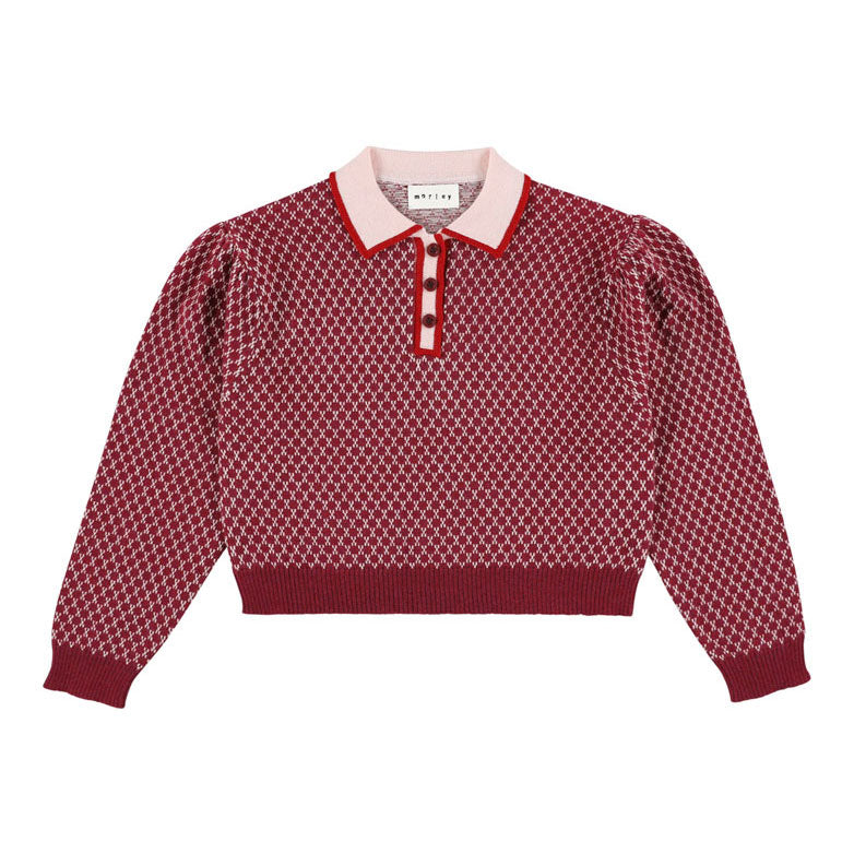 Morley Red Merino Zug Pullover