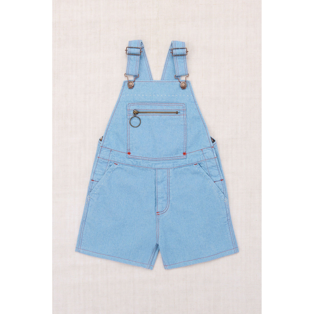 Misha and Puff Baby Blue Denim Zip Overall Shorts