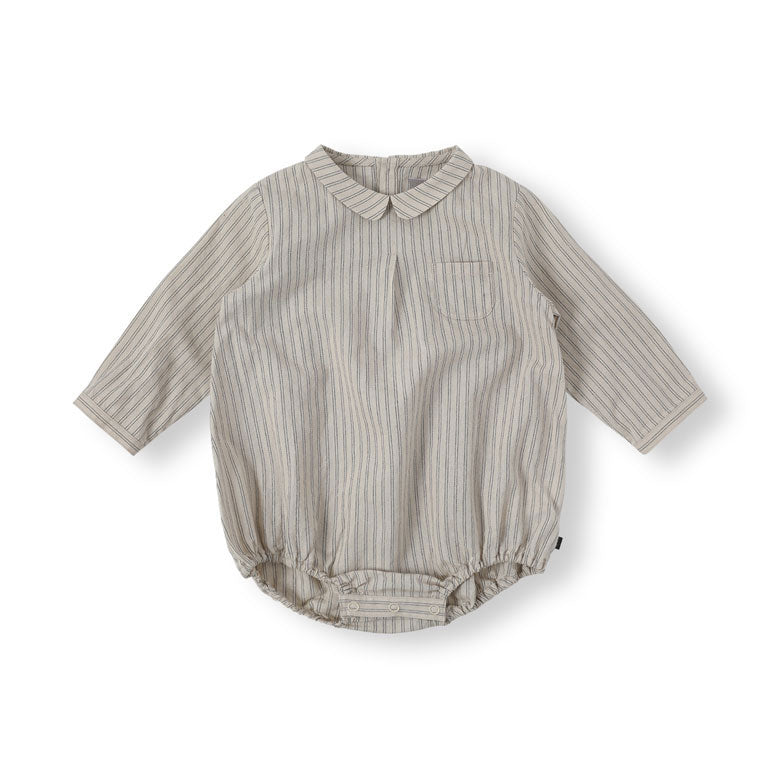Bene Bene Beige Baby Andy Stripe Shirt Romper