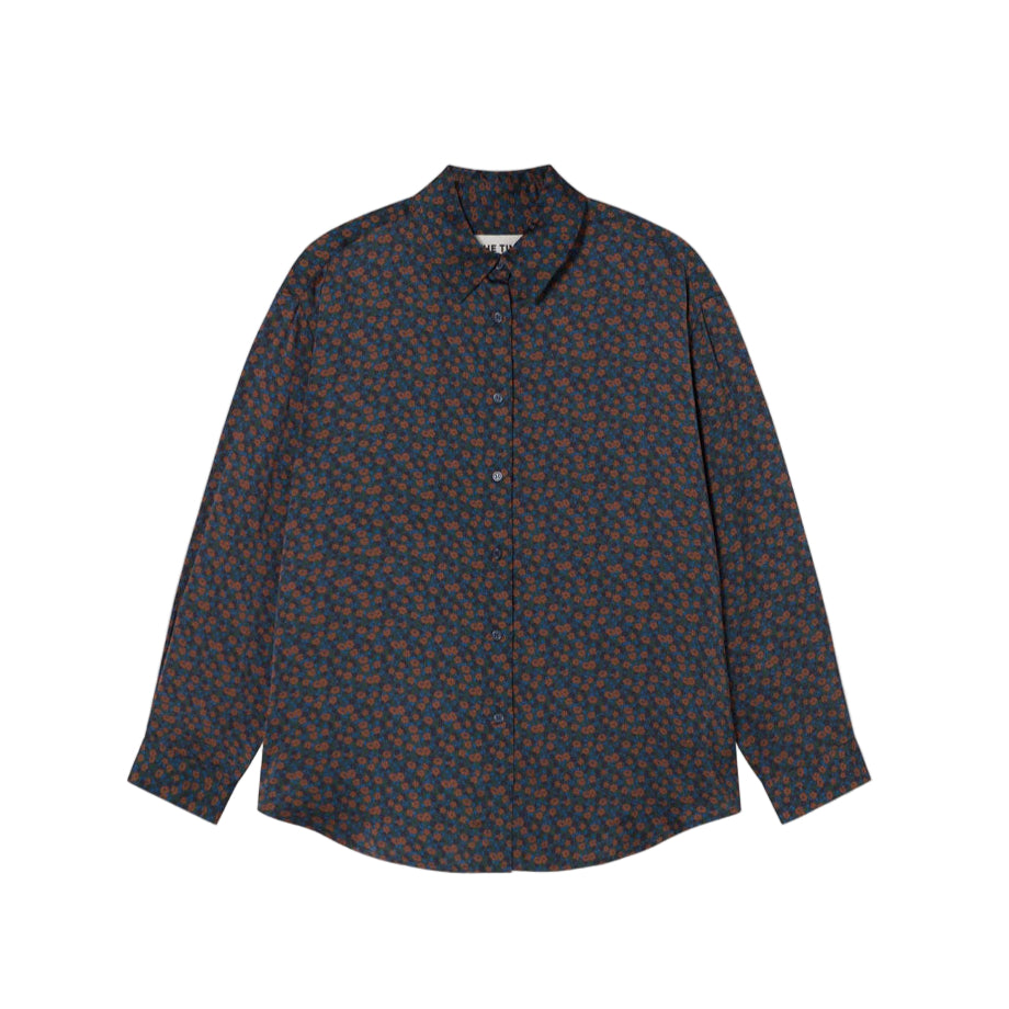 The Tiny Big Sister Light Navy Small Flowers Relaxed Womens Shirt