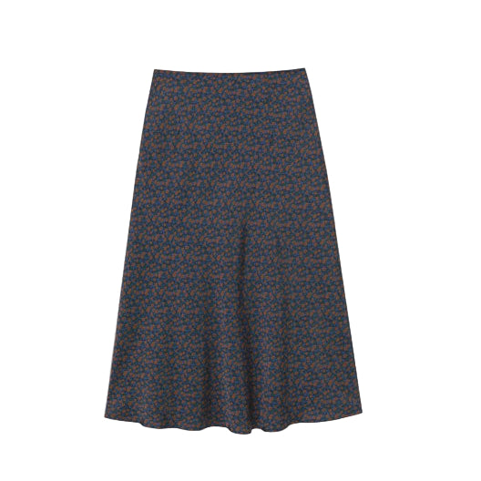 The Tiny Big Sister Light Navy Small Flowers Bias Cut Womens Skirt