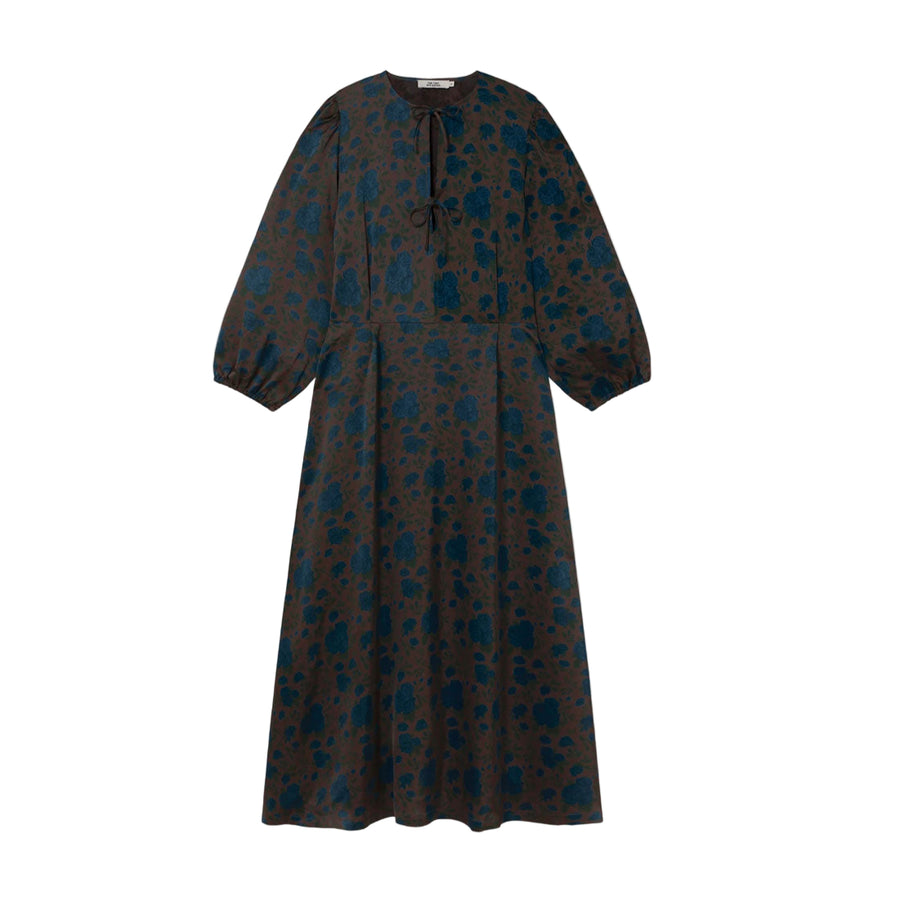 The Tiny Big Sister Dark Brown Roses Womens Midi Dress