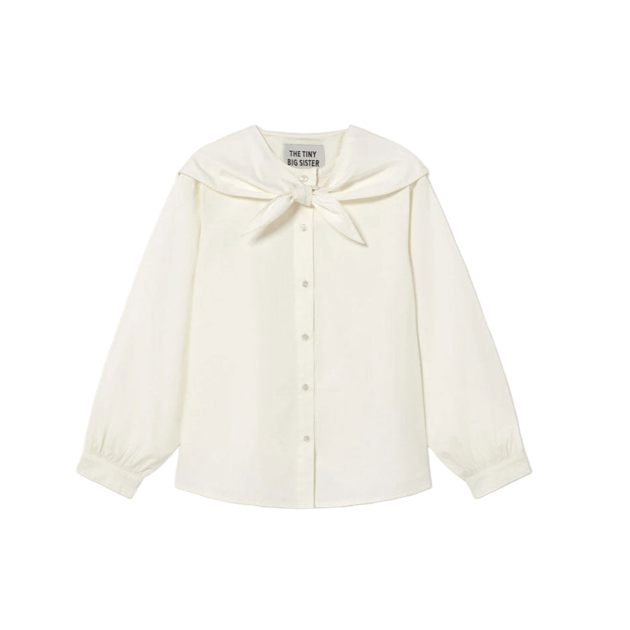 The Tiny Big Sister Off-White Scarf Neck Womens Blouse