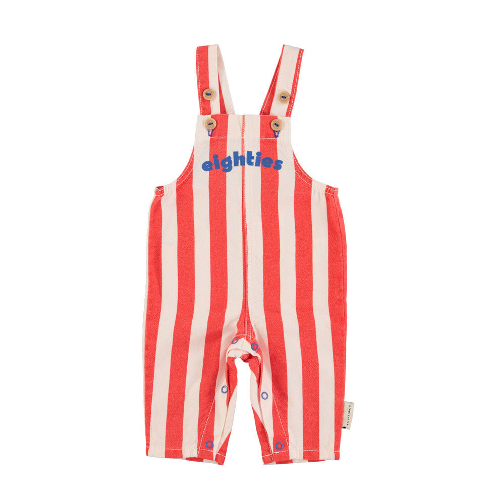 Piupiuchick Red/White Stripes Baby Dungarees