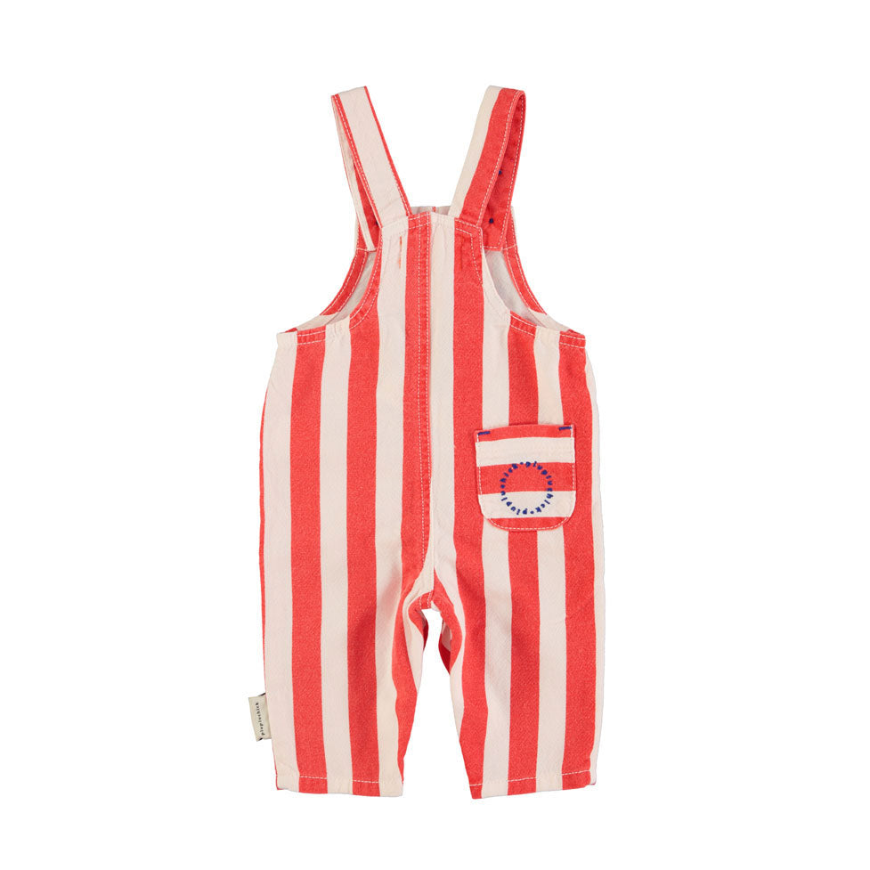 Piupiuchick Red/White Stripes Baby Dungarees