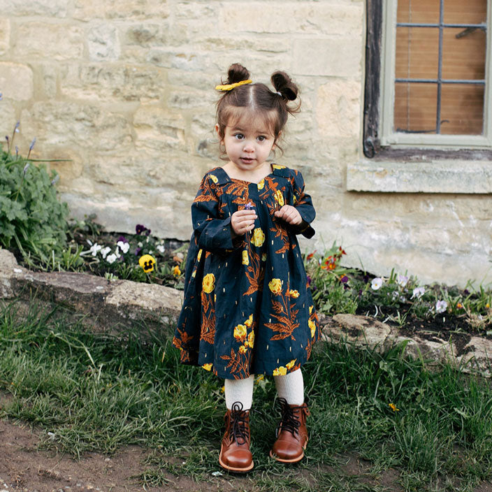 Pink Chicken Navy Poppy Frida Baby Dress Set