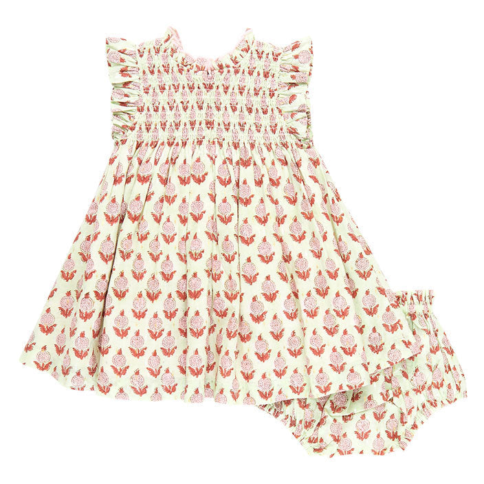 Pink Chicken Green Dahlia Baby Stevie Dress Set