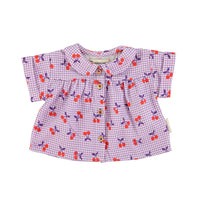 Piupiuchick Purple/White Cherry Print Baby Shirt