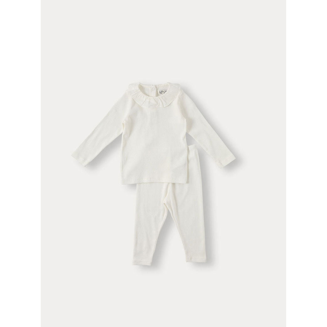 Bene Bene Ivory Baby Ribbed Ruffle Twinset