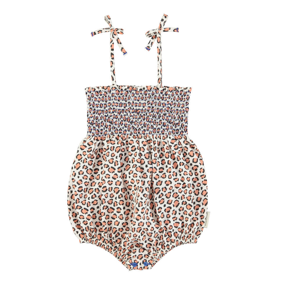 Piupiuchick Ecru Animal Print Romper
