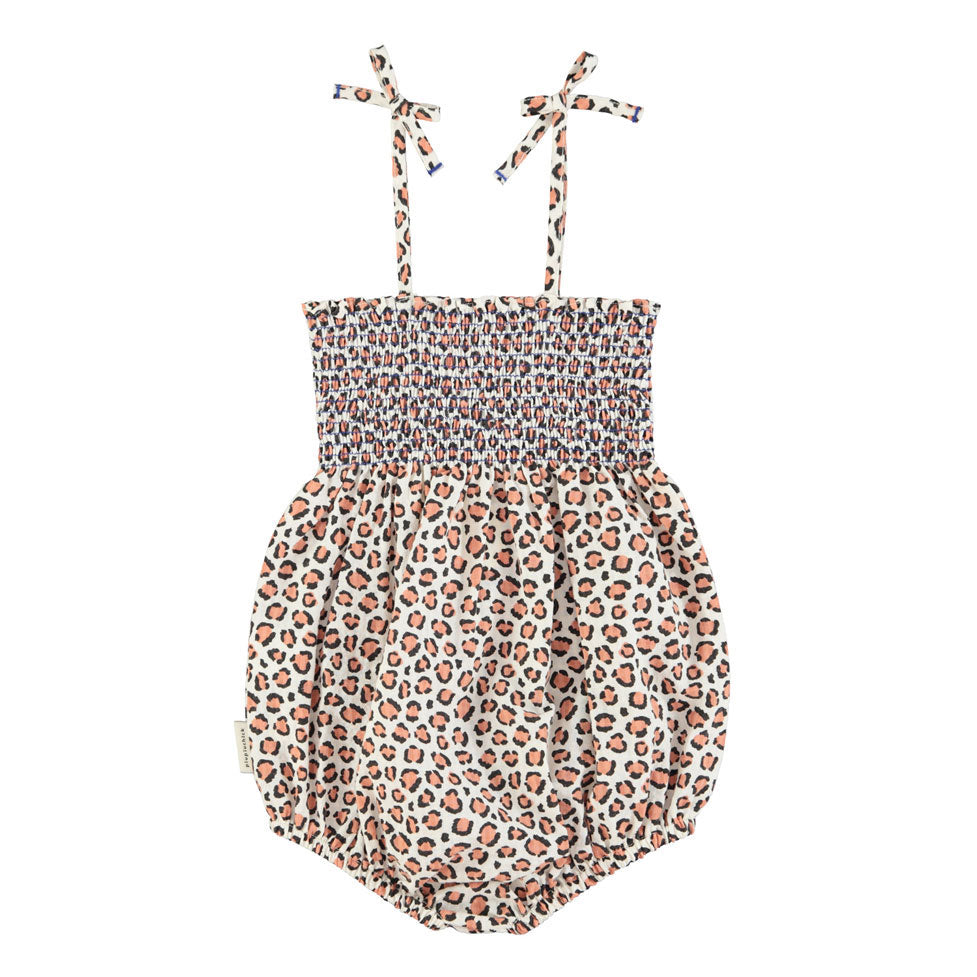 Piupiuchick Ecru Animal Print Romper