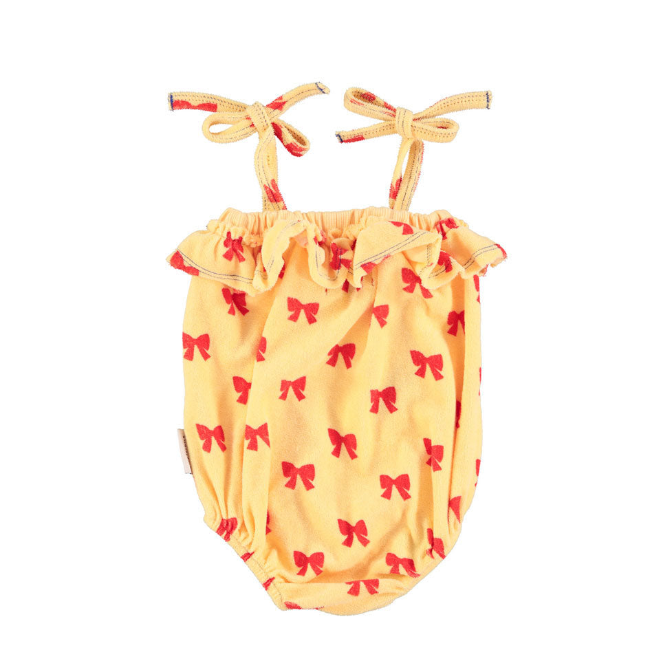 Piupiuchick Yellow W/ Red Bows Romper