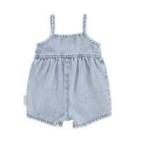 Piupiuchick Washed Blue Denim Baby Short Dungarees