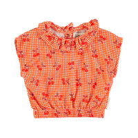 Piupiuchick Red/White Cherry Print Sleeveless Blouse