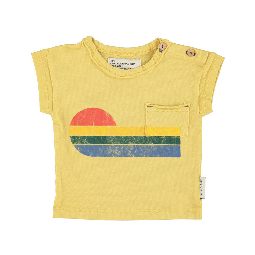 Piupiuchick Yellow Multicolor Wave Print Tee