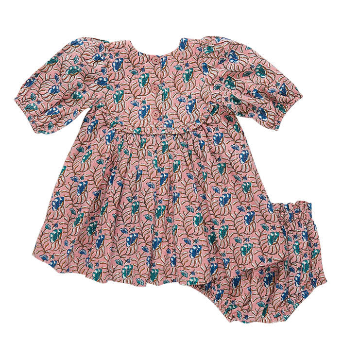 Pink Chicken Mauveglow Vine Floral Rowan Baby Dress Set