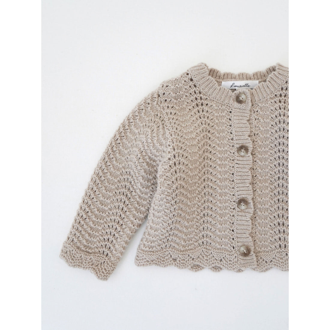 Louisiella Mocha Beige Estelle Knit Baby Cardigan
