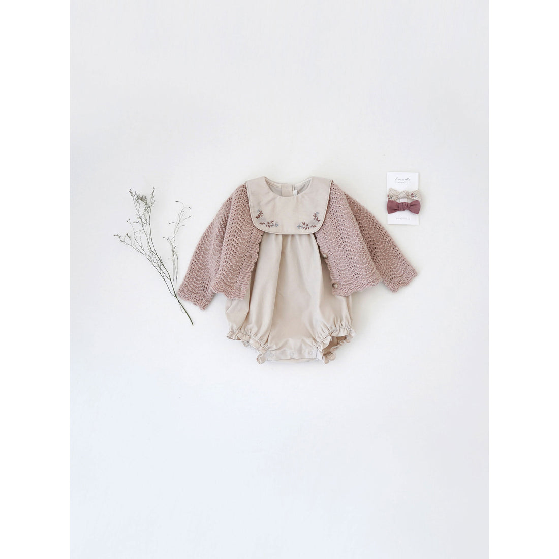 Louisiella Pink Estelle Knit Baby Cardigan