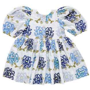 Pink Chicken Blue Quilt Flower Embroidery Brooke Dress