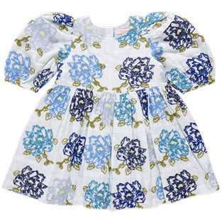 Pink Chicken Blue Quilt Flower Embroidery Brooke Dress