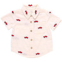 Pink Chicken Vintage Car Embroidery Jack Shirt