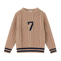 Coco Blanc Tan Cabled Graphic Sweater
