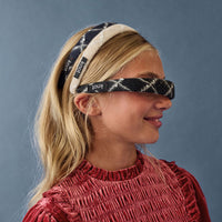 Knot Hairbands Black Plaid Headband